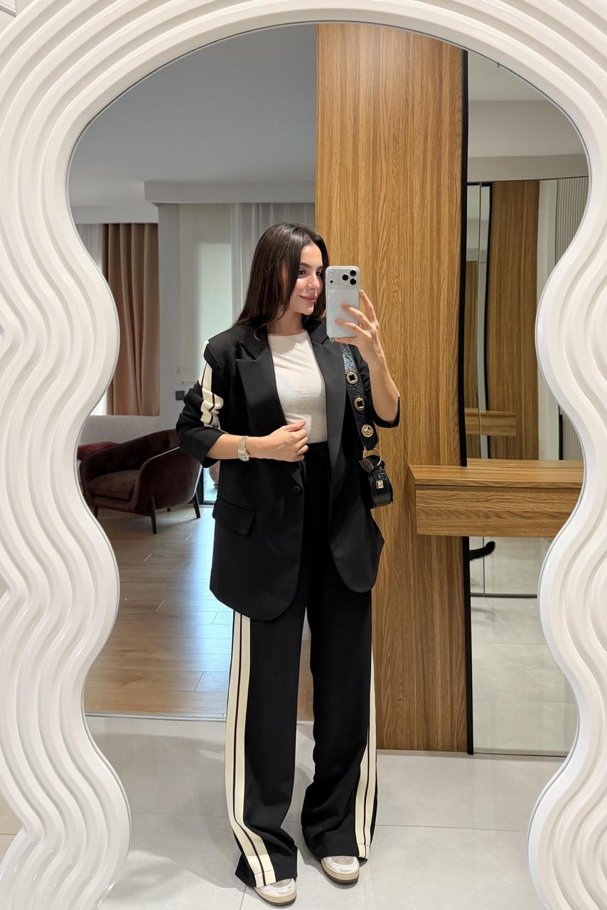 Side Striped Blazer Set