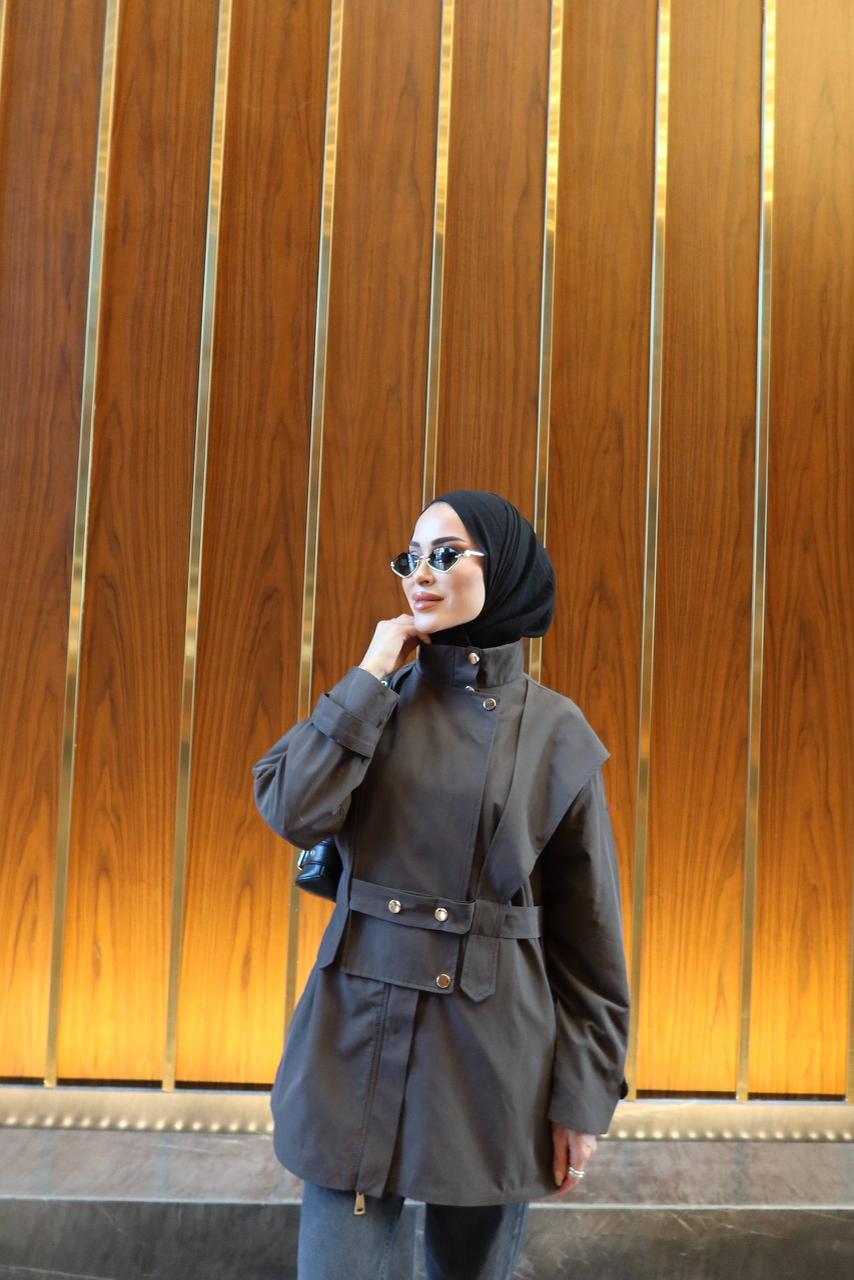 Belted Mini Jacket with gold buttons