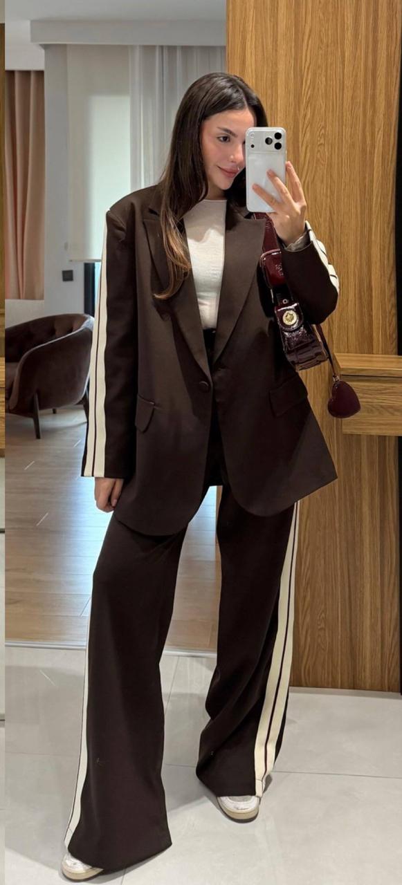 Side Striped Blazer Set