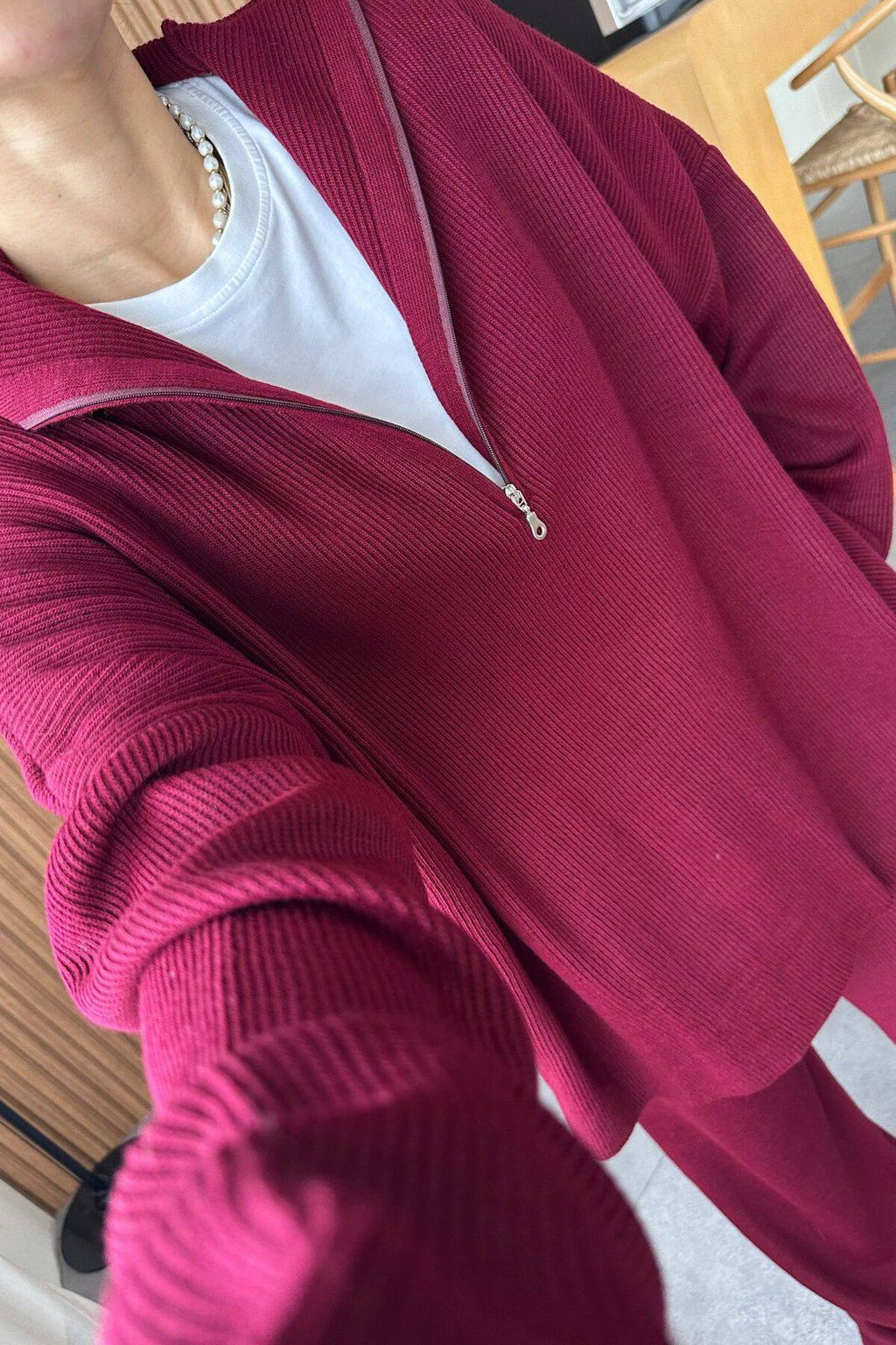 Ribbed Half-Zip Lounge Set