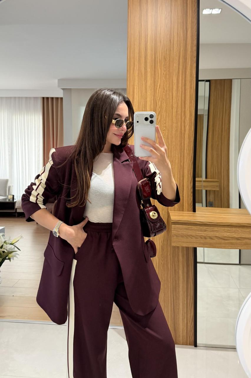Side Striped Blazer Set