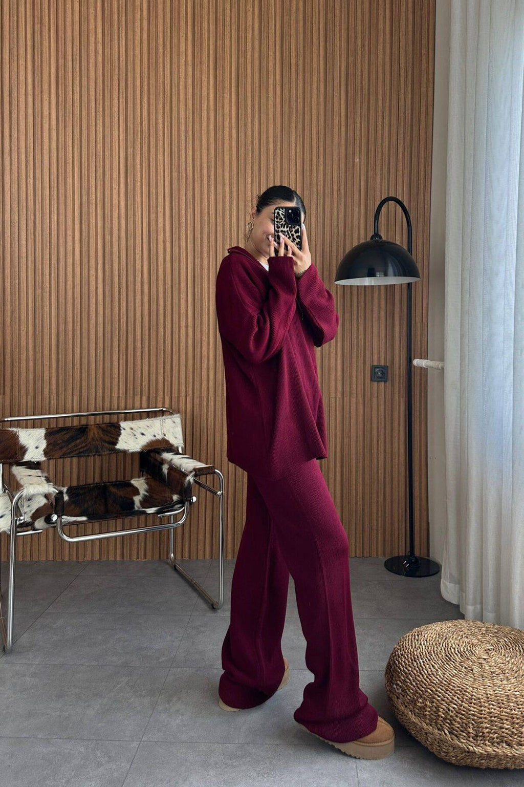 Ribbed Half-Zip Lounge Set