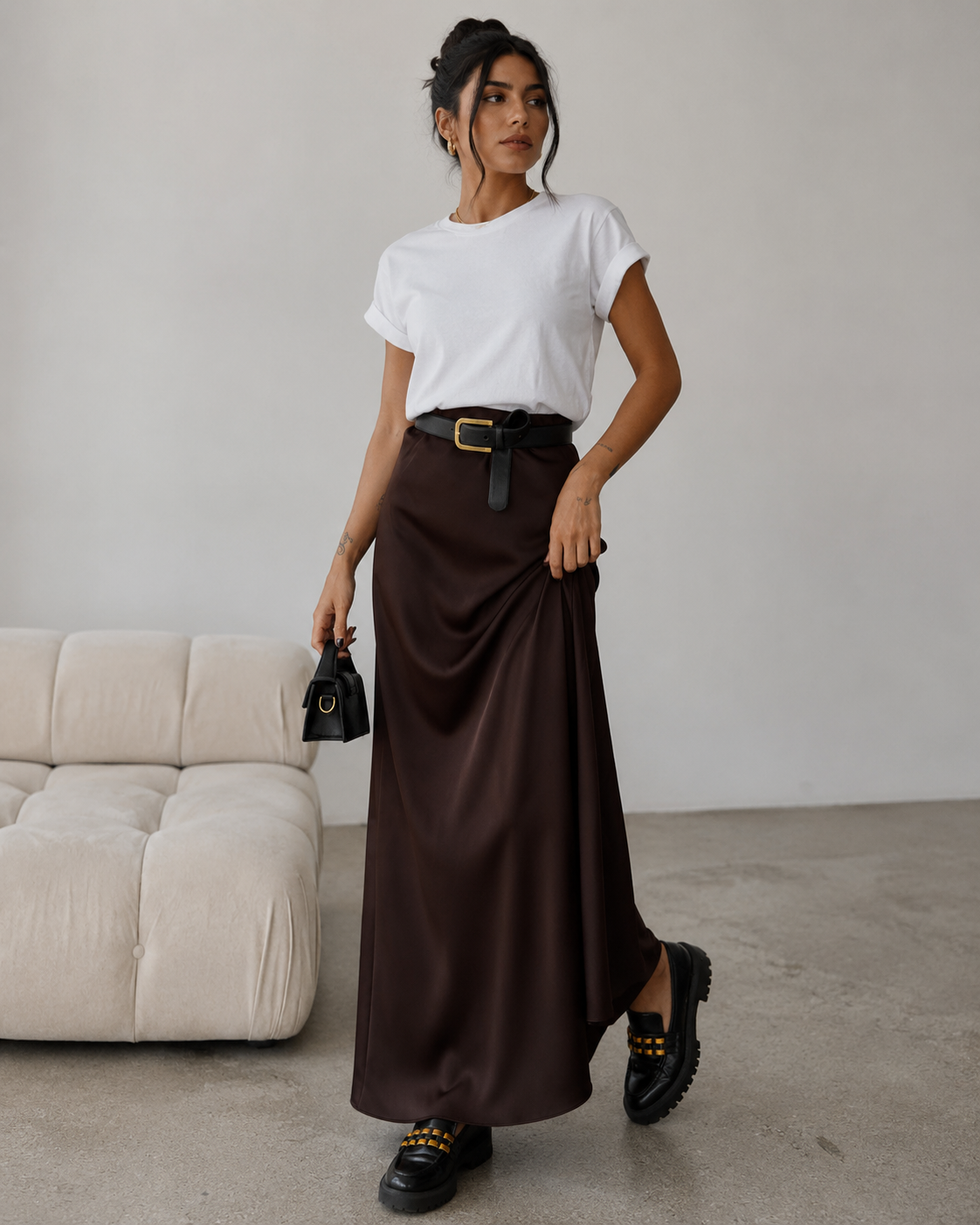 Fluid Satin Maxi Skirt