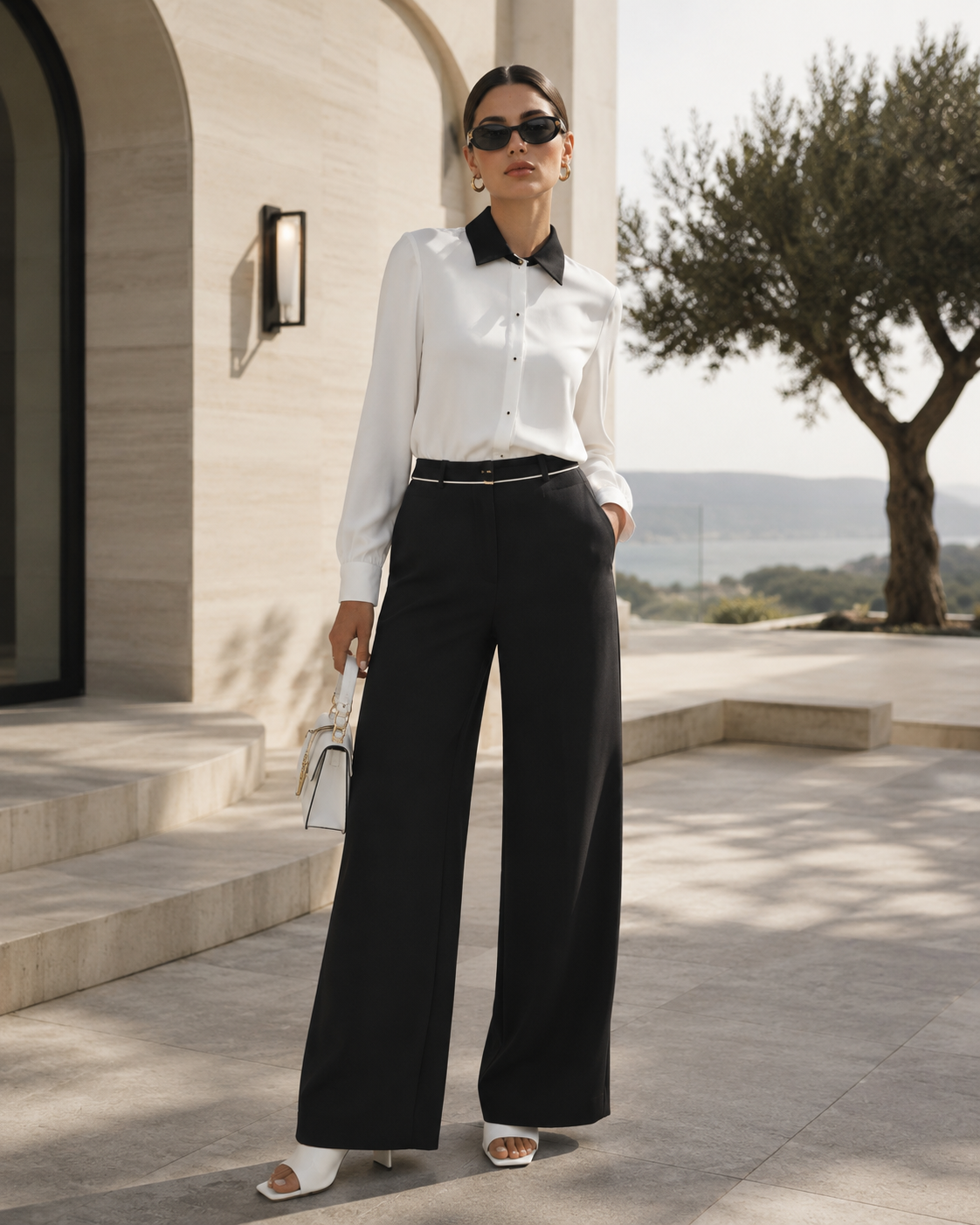 Polished Silhouette Wide-Leg Trousers