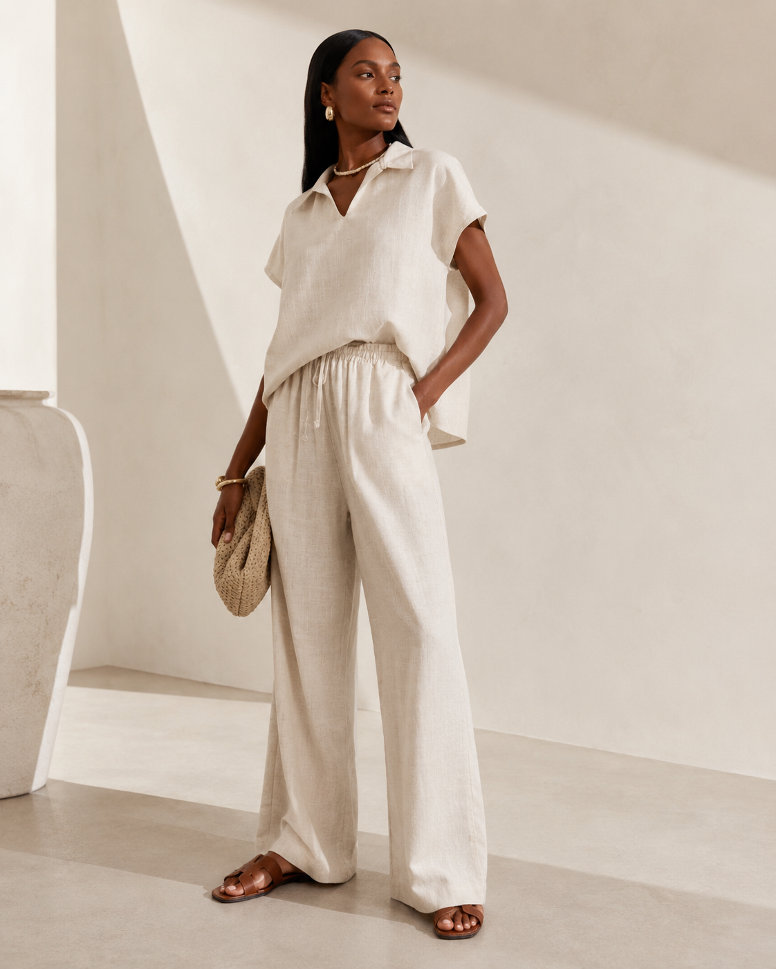Relaxed Linen Wide-Leg Set