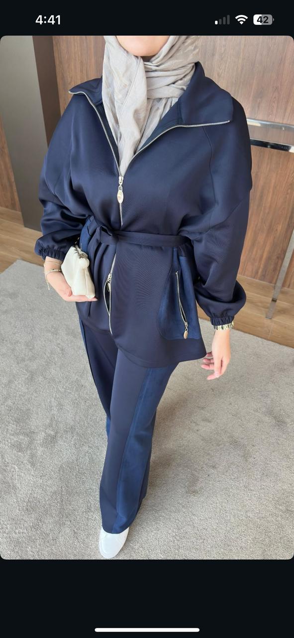 Belted Scuba Tracksuit with Suedesides