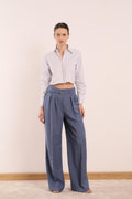Cropped Stripped Shirt with beads
