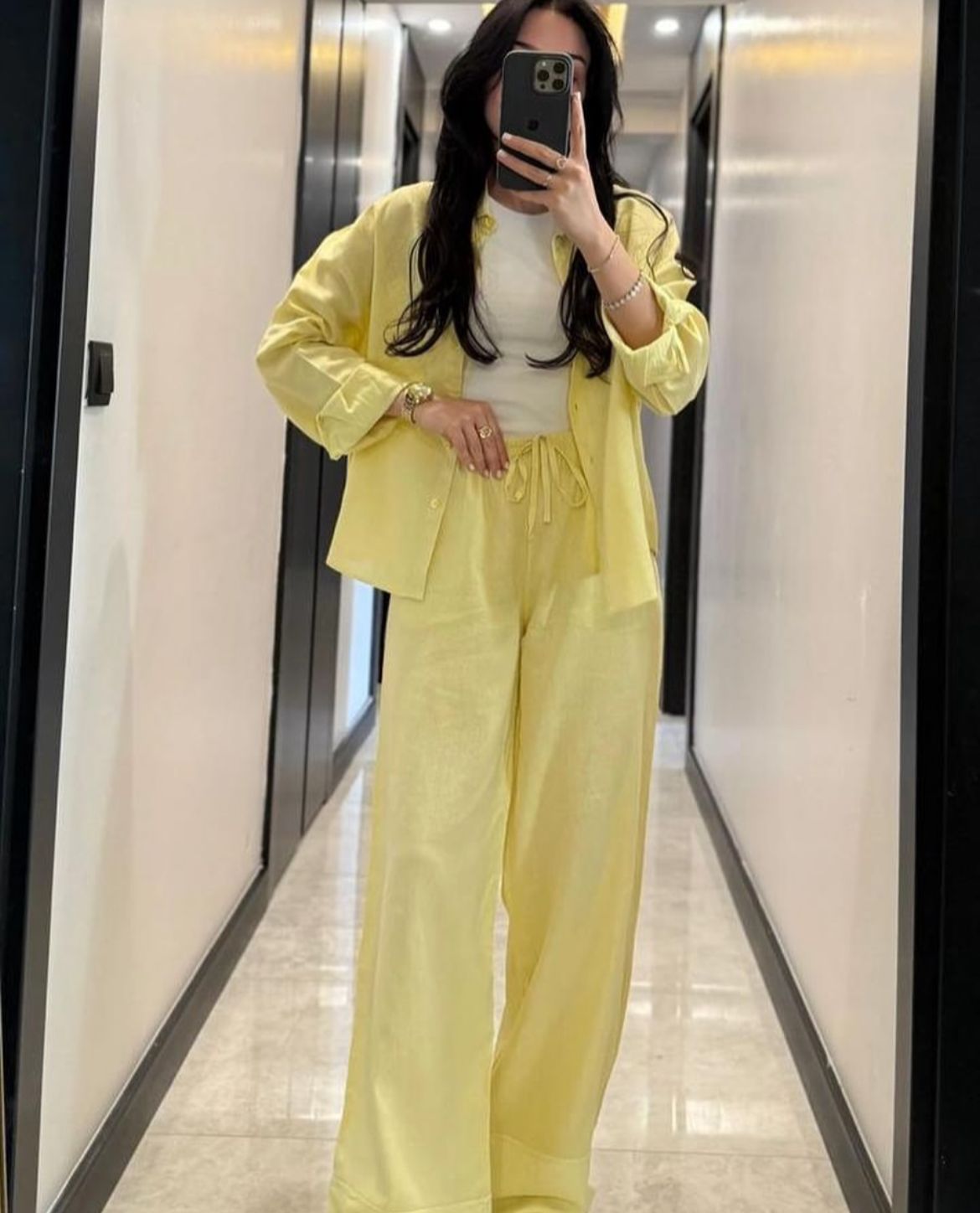 Linen Shirt & Wide-Leg Pants Set