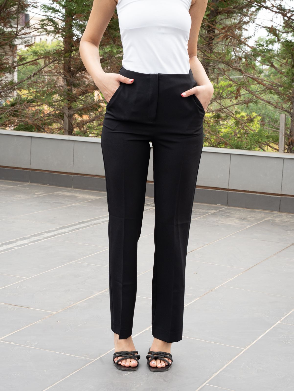 High-Waist Tailored Straight Pants